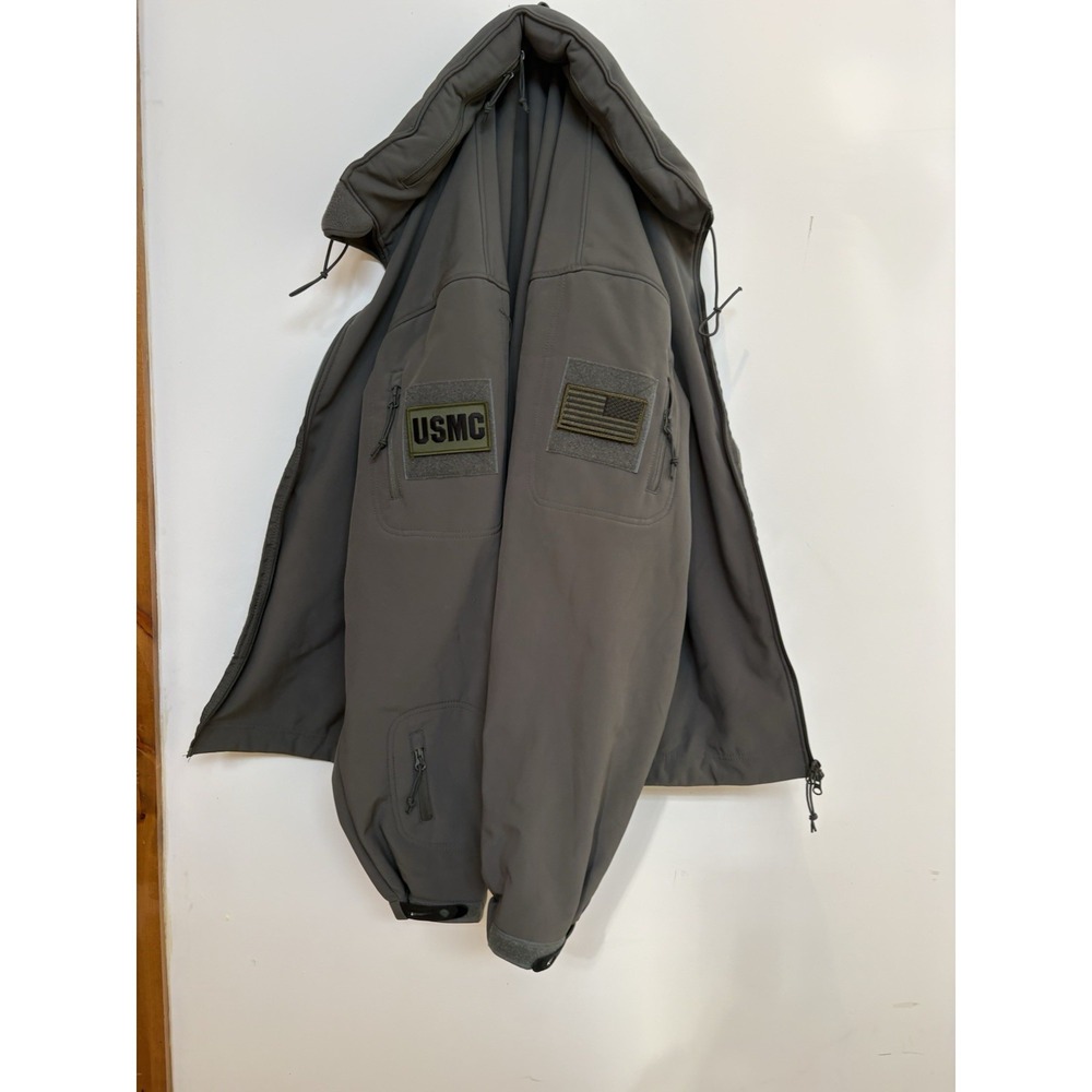 Rothco Soft Shell Tactical Field Jacket Removable USMC & Flag Patches Sz XXL